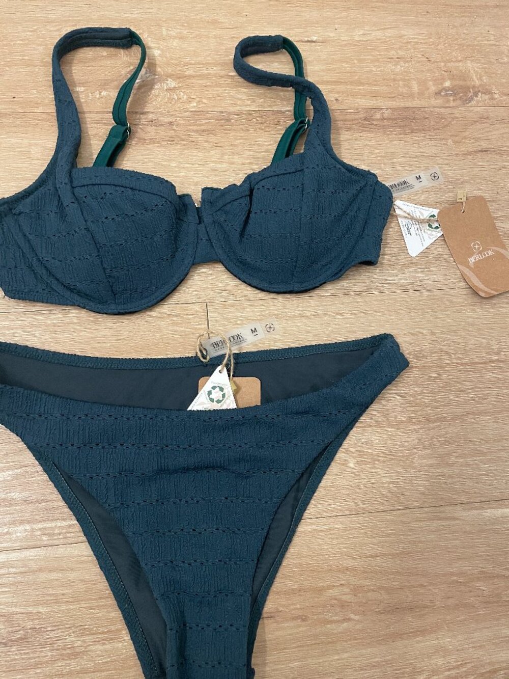 Berlook Navy Textured Bikini Set